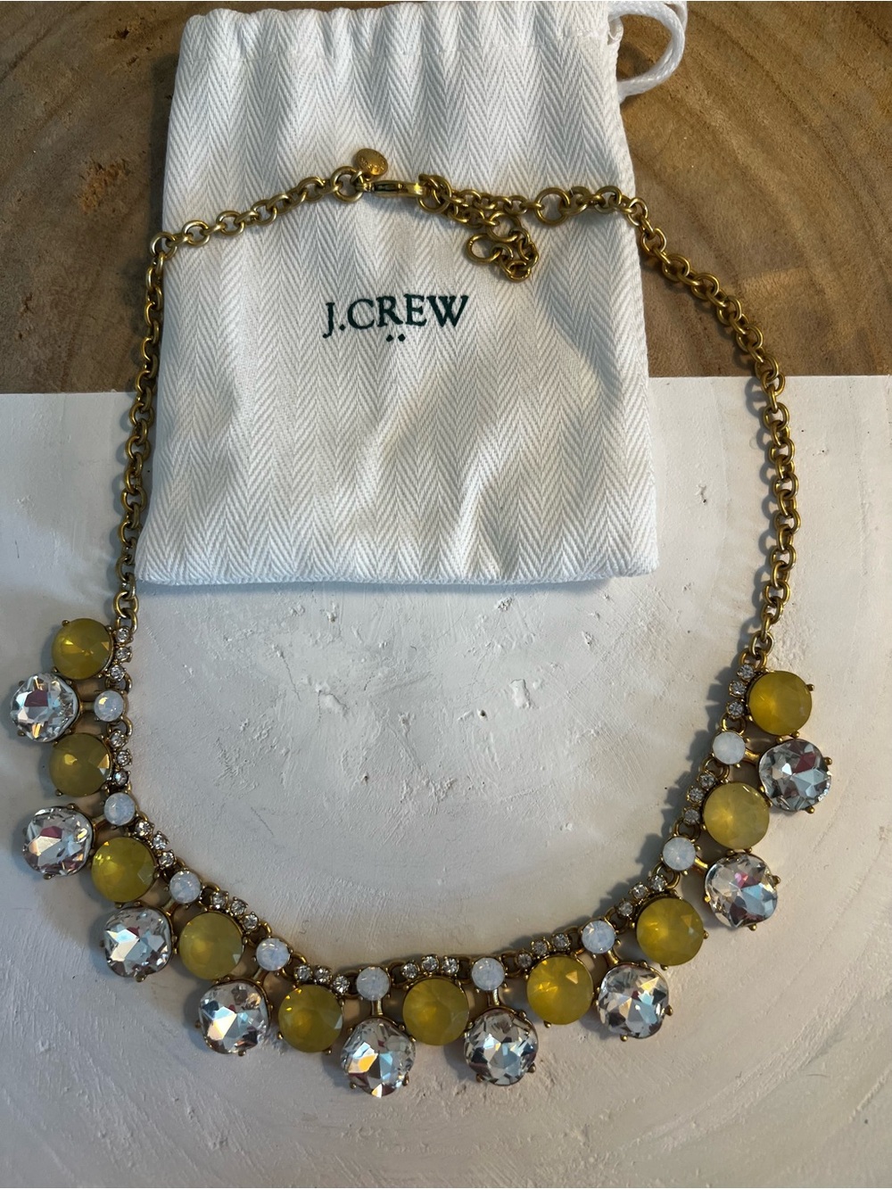 J. Crew Gold-Tone Necklace with Yellow and Clear Stones